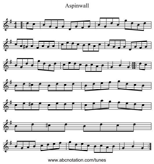 Aspinwall - staff notation