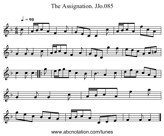 Assignation. JJo.085, The - staff notation