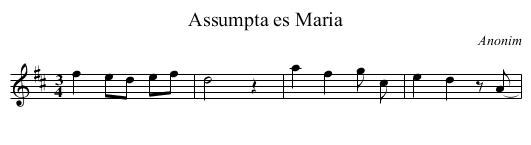 Assumpta es Maria - staff notation