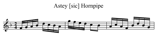 Astey [sic] Hornpipe - staff notation
