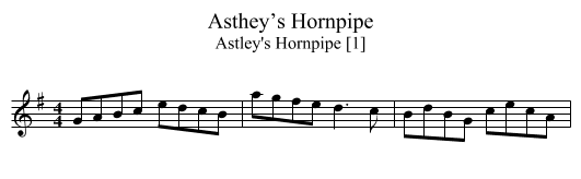 Asthey’s Hornpipe - staff notation