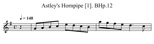 Astley's Hornpipe [1]. BHp.12 - staff notation