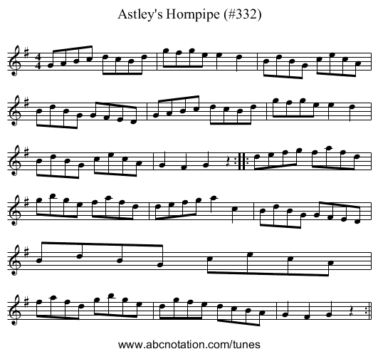 Astley's Hornpipe (#332) - staff notation