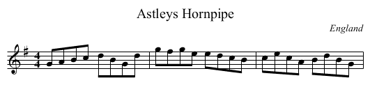 Astleys Hornpipe - staff notation