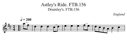 Astley's Ride. FTB.156 - staff notation