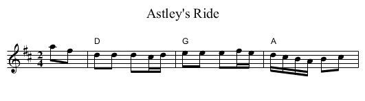 Astley's Ride - staff notation