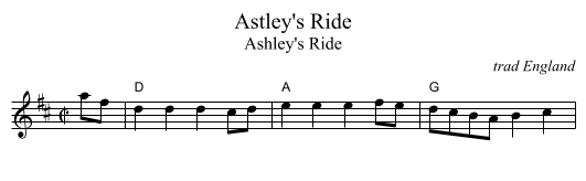 Astley's Ride - staff notation