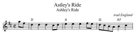 Astley's Ride - staff notation