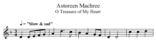 Astoreen Machree - staff notation