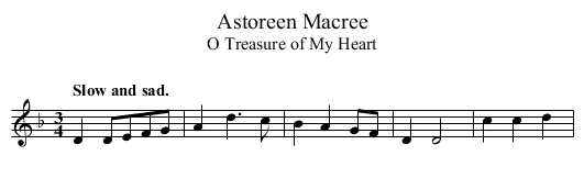 Astoreen Macree - staff notation