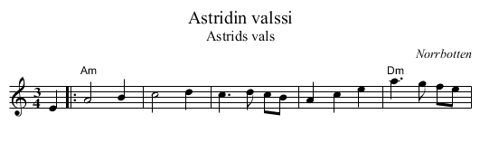 Astridin valssi - staff notation
