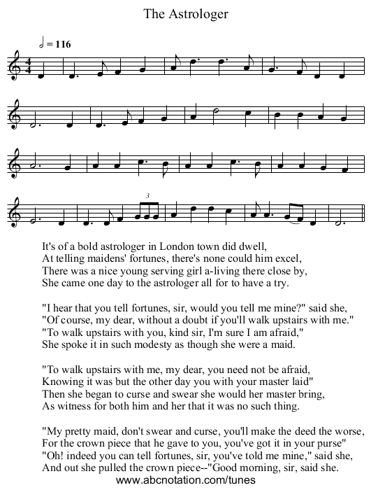 Astrologer, The - staff notation