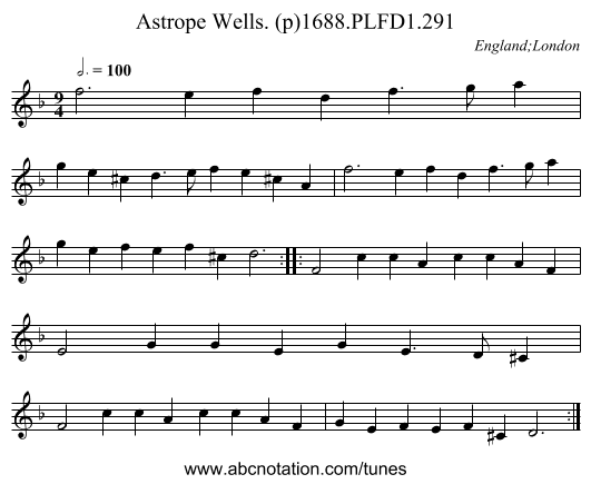 Astrope Wells. (p)1688.PLFD1.291 - staff notation