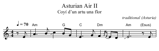 Asturian Air II - staff notation
