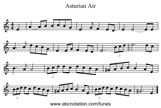 Asturian Air - staff notation