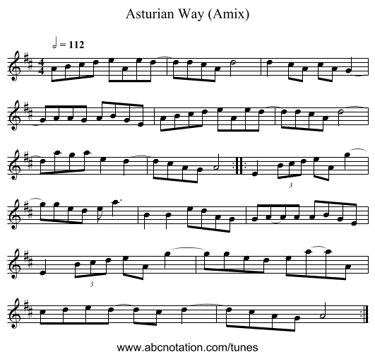 Asturian Way (Amix) - staff notation