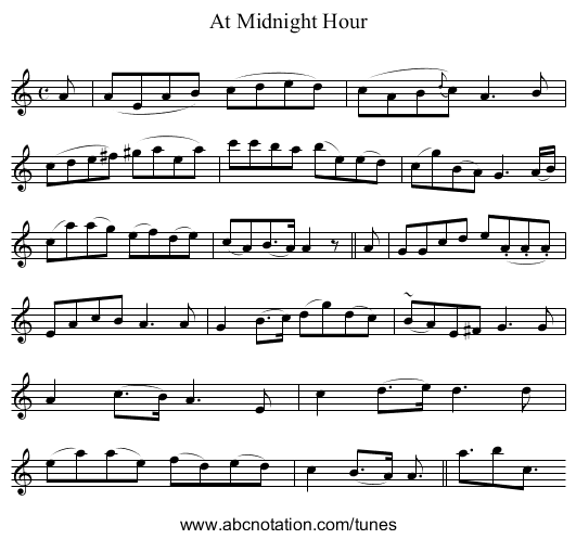 At Midnight Hour - staff notation