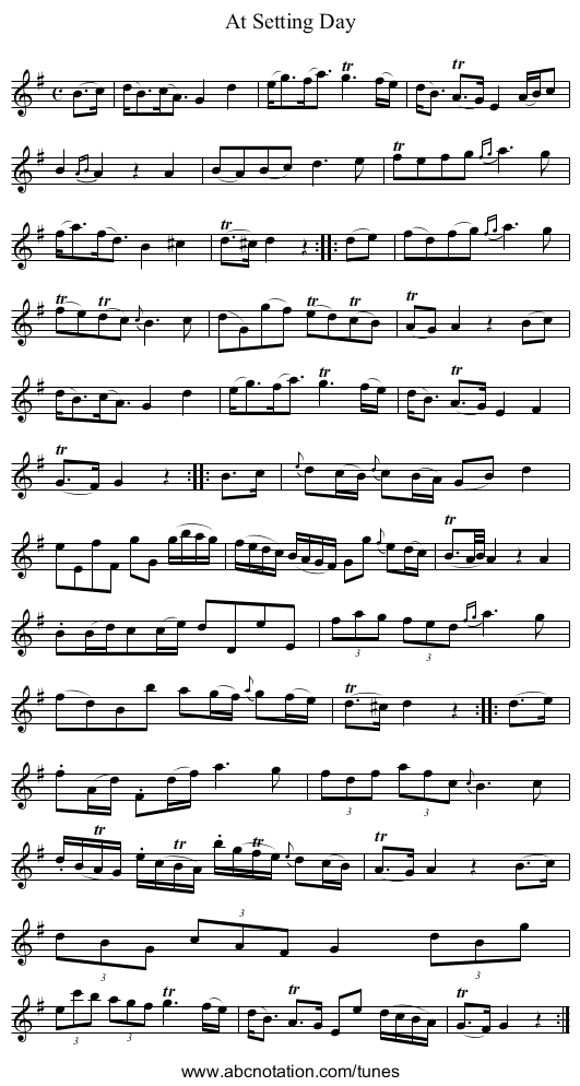 At Setting Day - staff notation