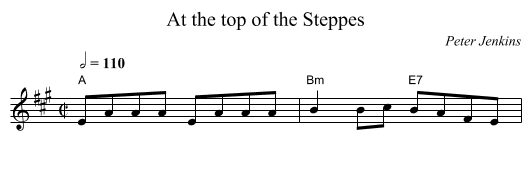 At the top of the Steppes - staff notation