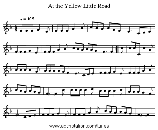 At the Yellow Little Road - staff notation