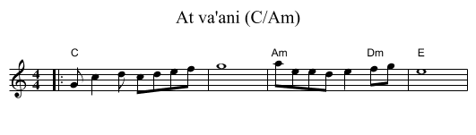 At va'ani (C/Am) - staff notation