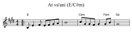 At va'ani (E/C#m) - staff notation
