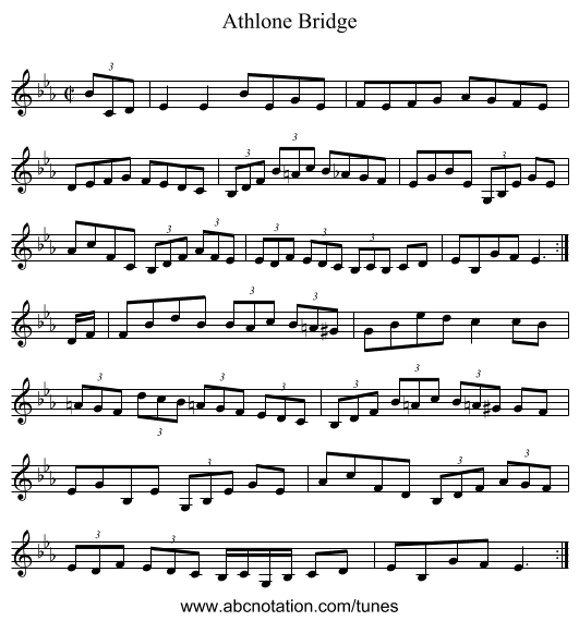 Athlone Bridge - staff notation