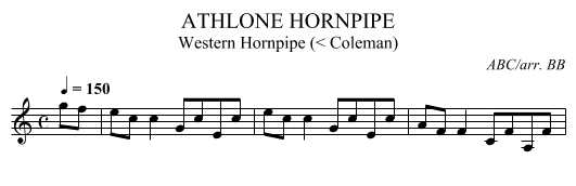 ATHLONE HORNPIPE - staff notation