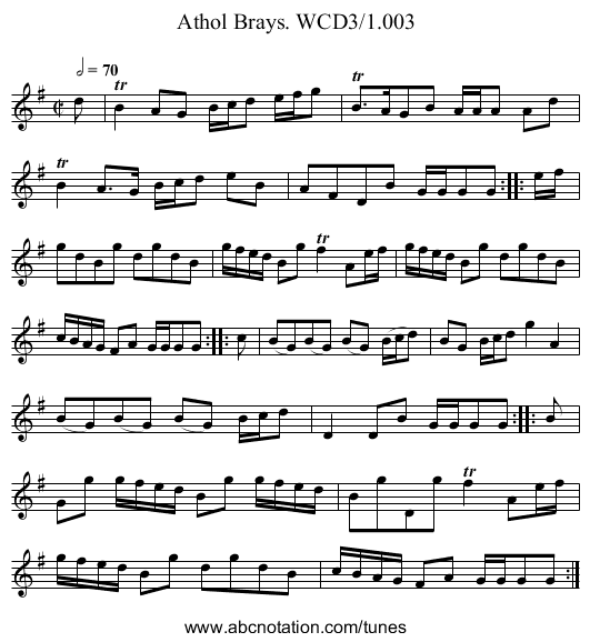 Athol Brays. WCD3/1.003 - staff notation