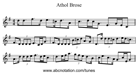 Athol Brose - staff notation