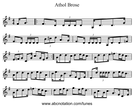Athol Brose - staff notation