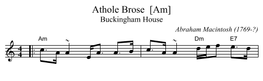 Athole Brose  [Am] - staff notation