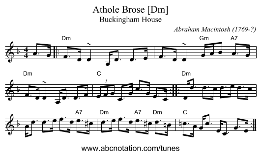 Athole Brose [Dm] - staff notation