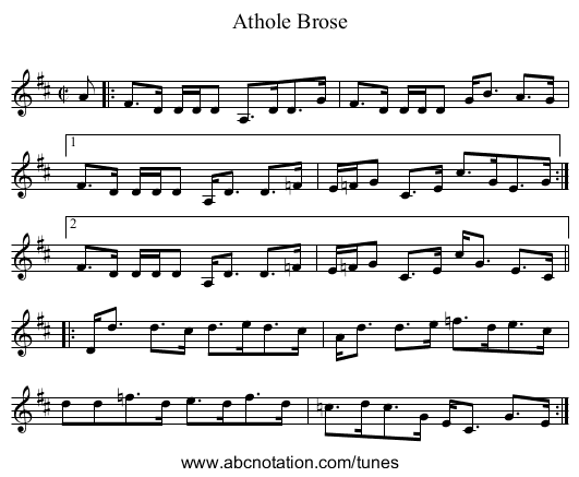 Athole Brose - staff notation