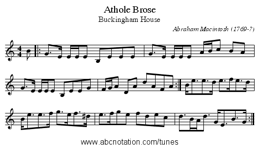 Athole Brose - staff notation