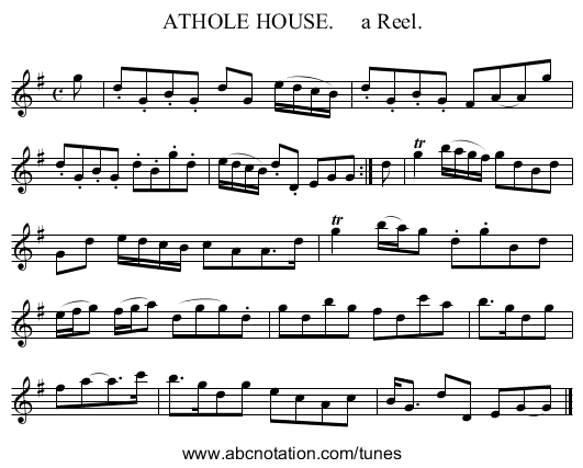 ATHOLE HOUSE. a Reel. - staff notation