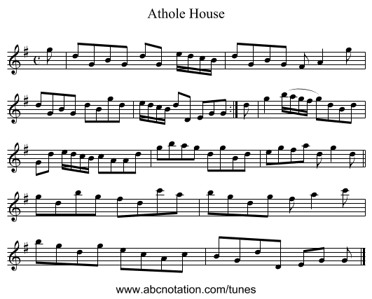 Athole House - staff notation