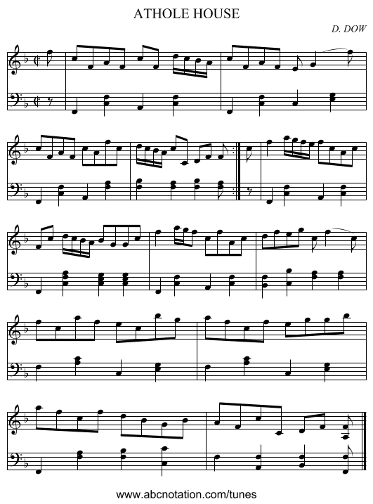 ATHOLE HOUSE - staff notation