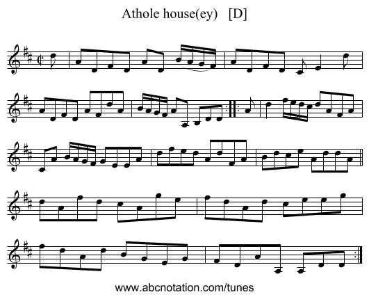 Athole house(ey)   [D] - staff notation