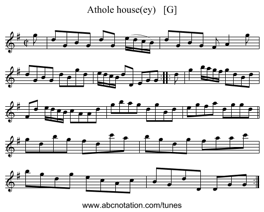 Athole house(ey)   [G] - staff notation