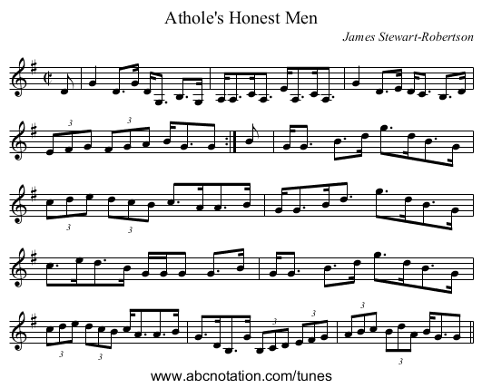 Athole's Honest Men - staff notation