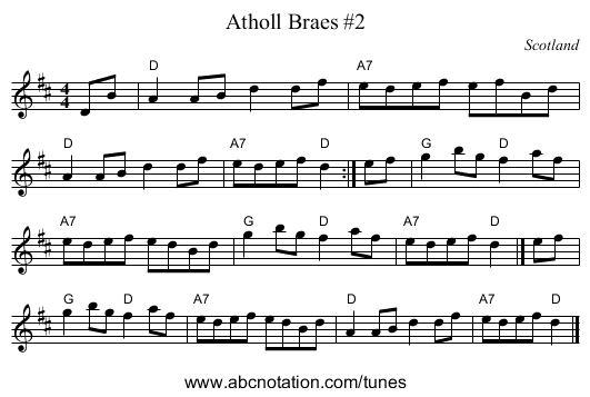 Atholl Braes #2 - staff notation