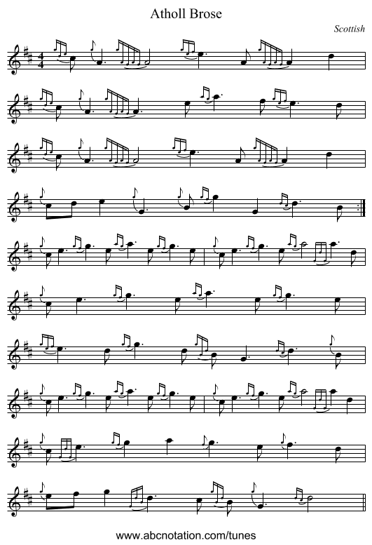 Atholl Brose - staff notation