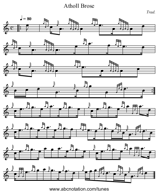 Atholl Brose - staff notation