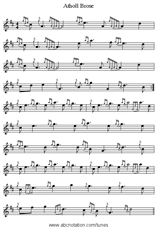Atholl Brose - staff notation