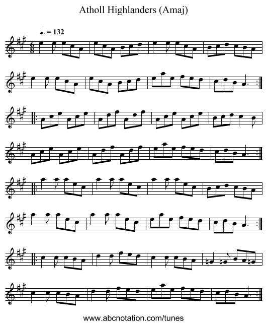 Atholl Highlanders (Amaj) - staff notation