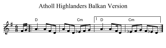 Atholl Highlanders Balkan Version - staff notation