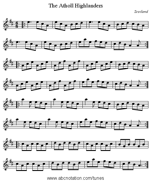 Atholl Highlanders, The - staff notation