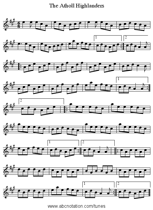 Atholl Highlanders, The - staff notation