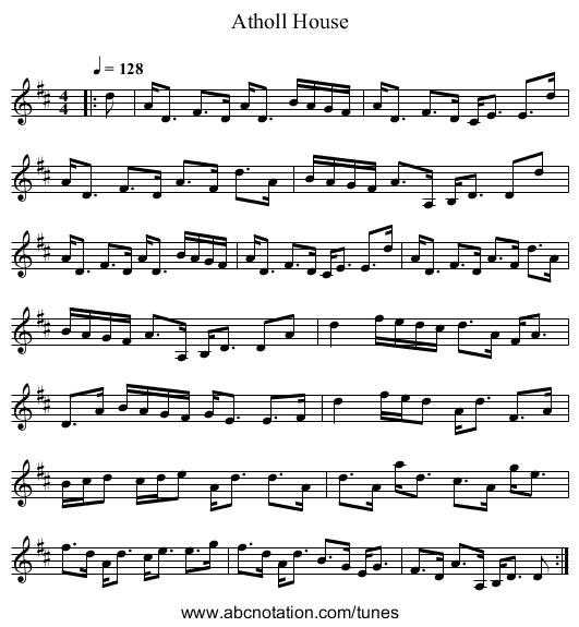 Atholl House - staff notation